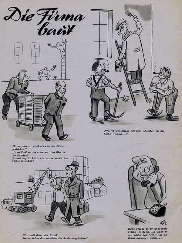 Witzeseite  der Nummer 1 von „Unter uns" aus dem Jahre 1957