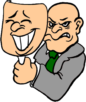 Internetbetrüger, der sich die Tarnmaske aufsetzt.